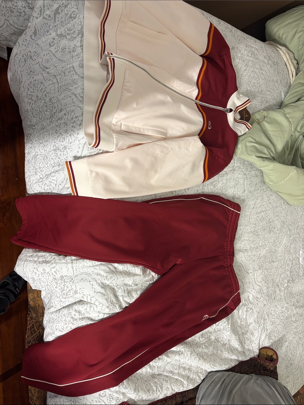 Used great condition. Sergio Tacchini TwoTone Track Set in Cream and Burgundy XL